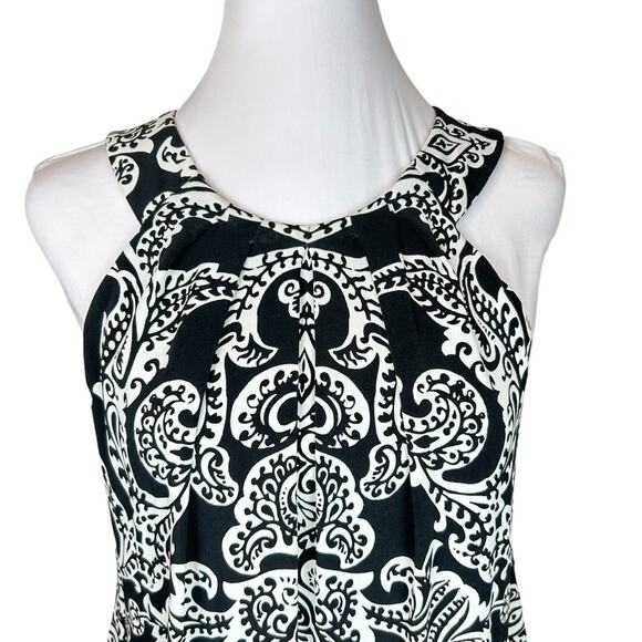 White House Black Market Dress Womens Size 2 Black White Mock Halter Blouson - Picture 4 of 10